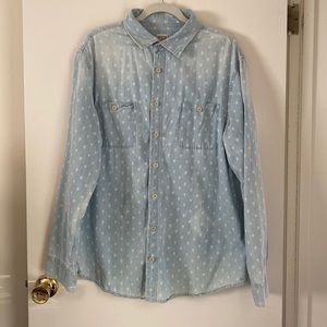Denim mossimo white washed shirt with skulls